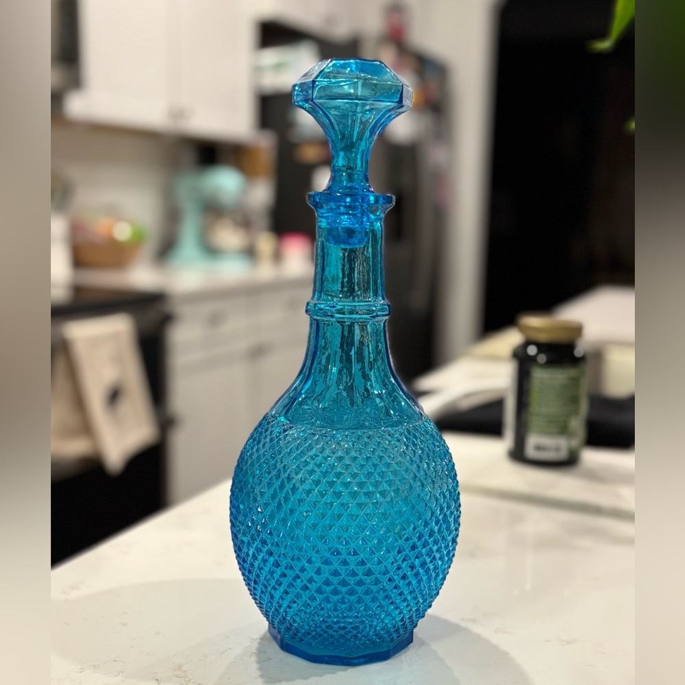 Elegant Blue Glass Decanter